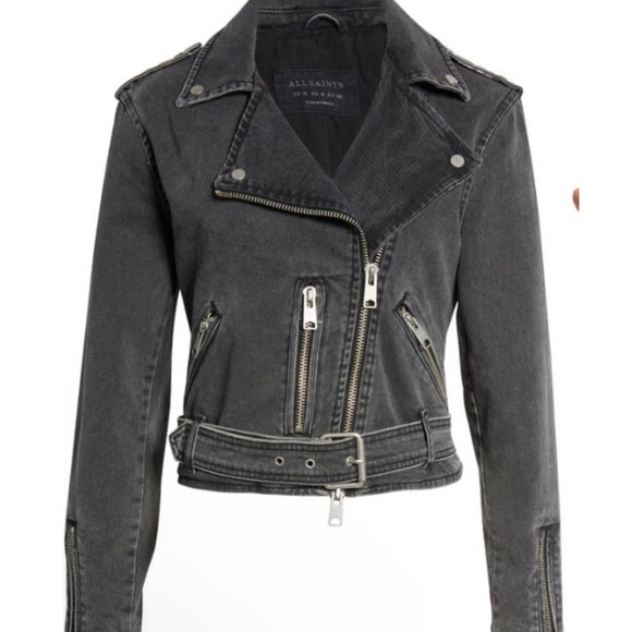 All Saints Jackets & Blazers - All Saints Balfern Denim Biker Jacket (Size 8)NWT